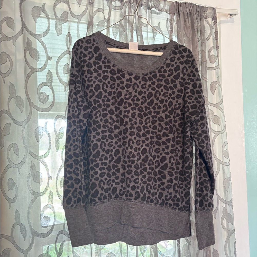 Leopard Print Women's Sweater - Gray